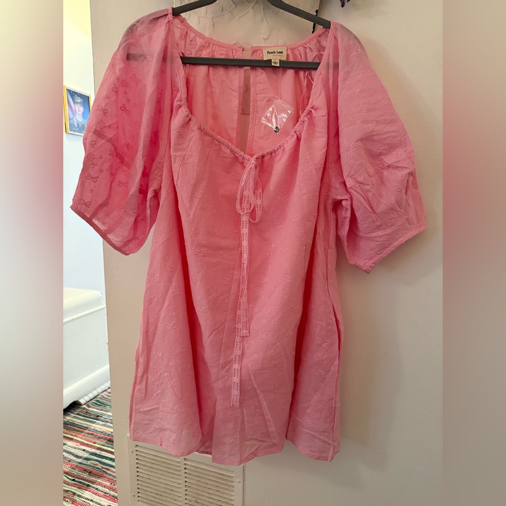 Peach Love California Pink Romper. Size large